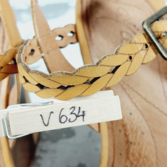 Naya Yellow & Brown Strap Open Toe High Heels Wedges Sandals V634 - Picture 14 of 14